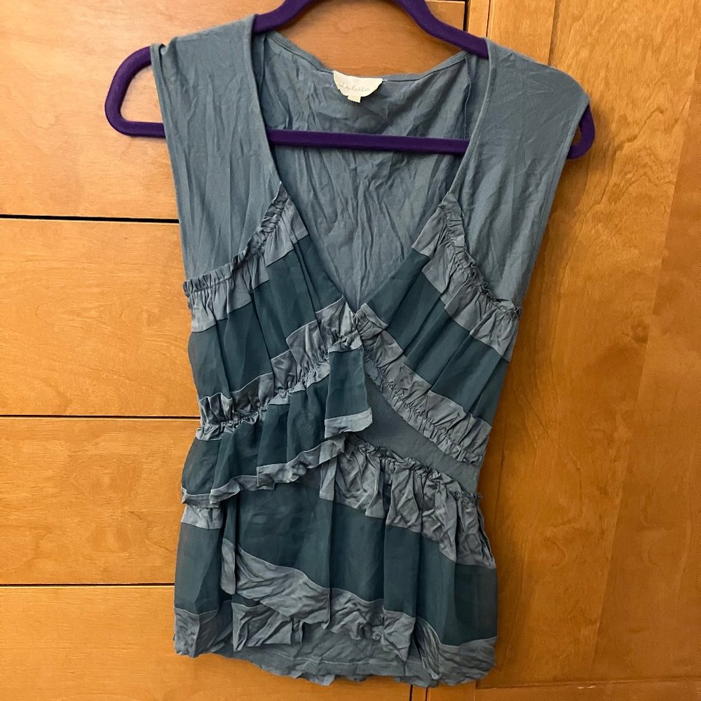 Anthropologie Deletta Ruffled Blue Top (early 2000s)